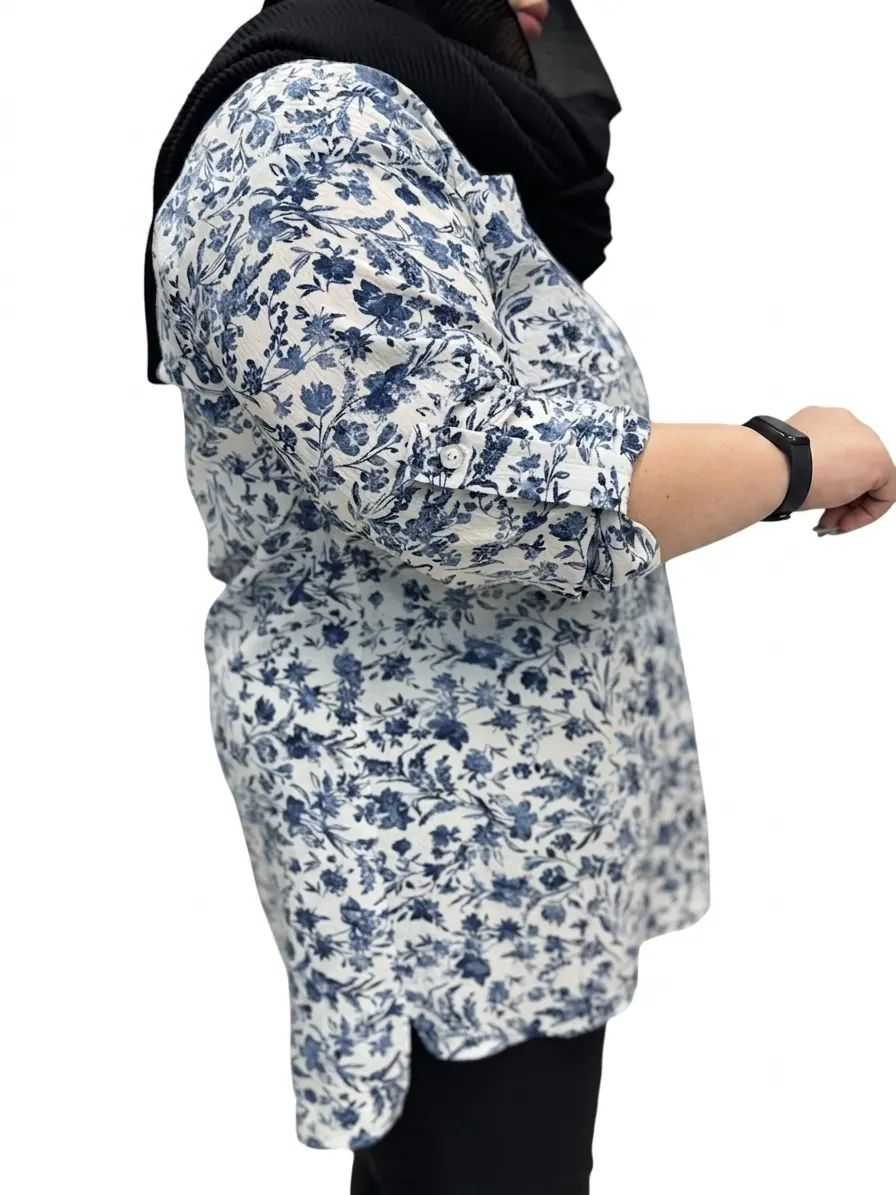 شومیز گلدار سایز بزرگ زنانه (تن خور آزاد و خنک)